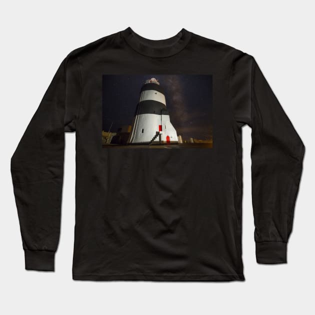 Hook Lighthouse and the Milky Way Long Sleeve T-Shirt by cagiva85